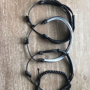 Braided leather bracelet, bundle (4)